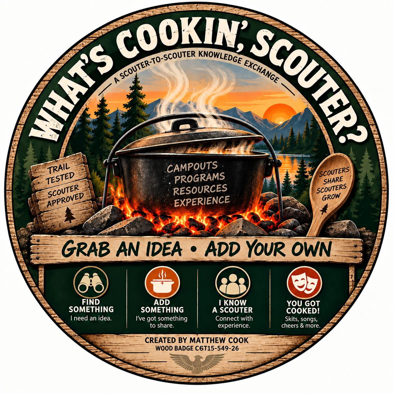 What's Cookin', Scouter? badge artwork
